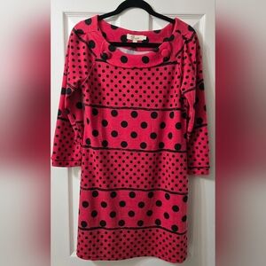 Aryeh Red and Black Polka Dot Sweater Dress, Size L